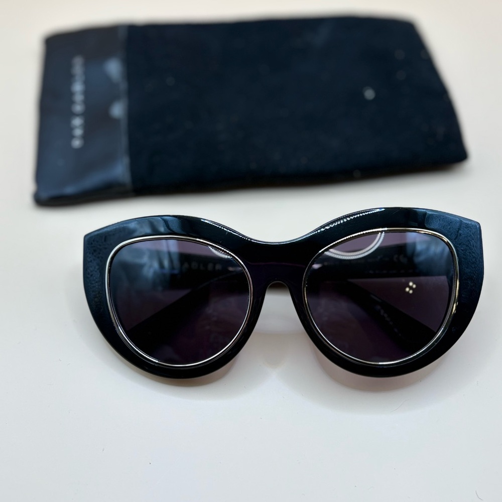 Black and Gold Oversized Sunglasses with Glossy Finish